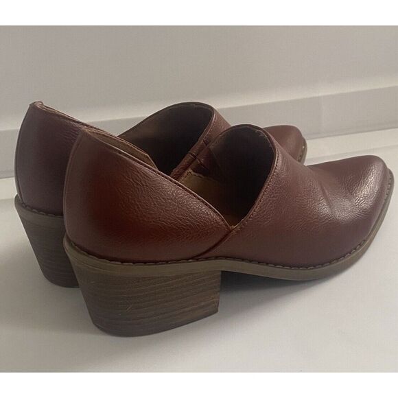 Cynthia Rowley Ankle Boots Cognac Color Eddie Slip-ons Block Heels Size 9 - Picture 6 of 15